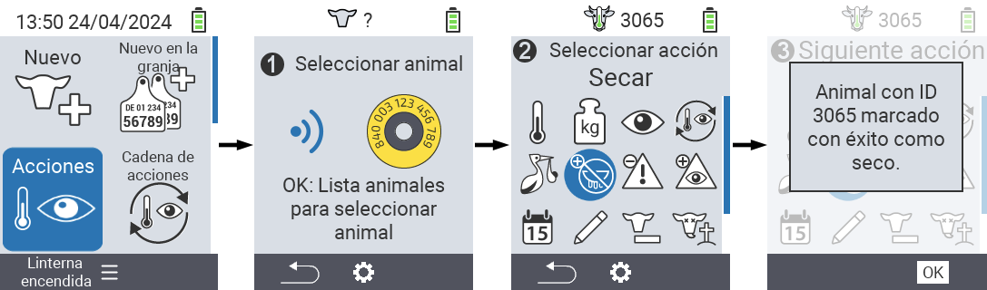 VitalControl: Menú Acciones Secar