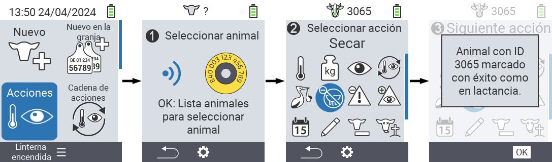 VitalControl: Menú Acciones Marcar como lactado