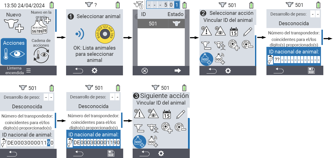 VitalControl: Menú Acción Vincular ID de animal