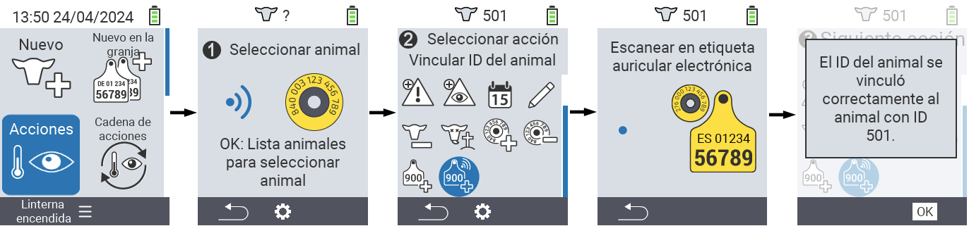 VitalControl: Menú Acción Vincular ID de animal