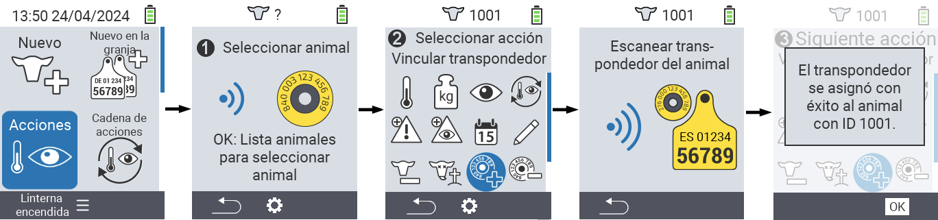 VitalControl: Menú Acción Vincular transpondedor