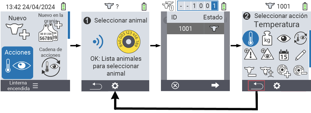 VitalControl: Menú Acciones Procedimiento general
