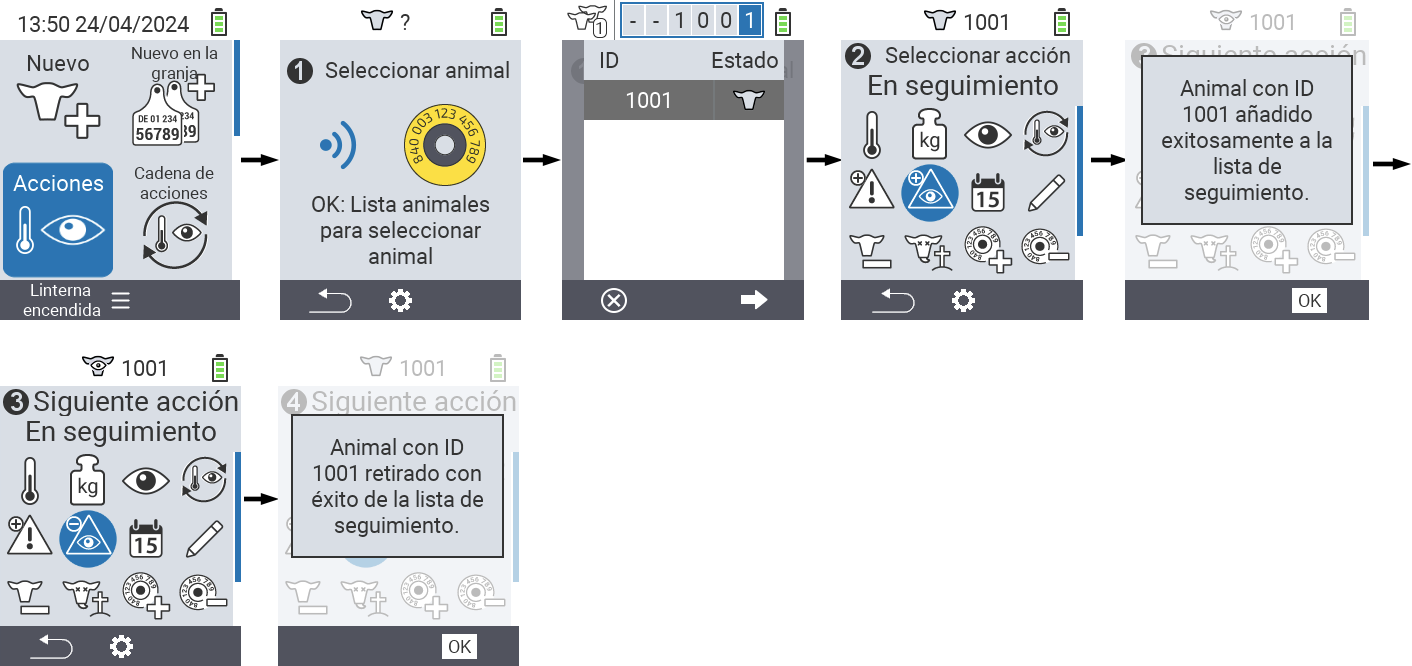 VitalControl: Menú Acciones En seguimiento