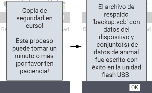 VitalControl: mensaje de éxito copia de seguridad