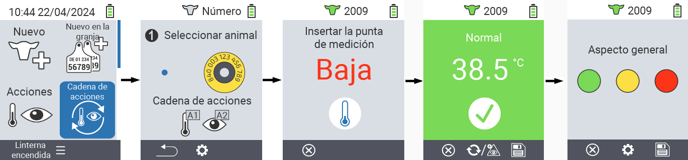 VitalControl: Menú cadena de acciones