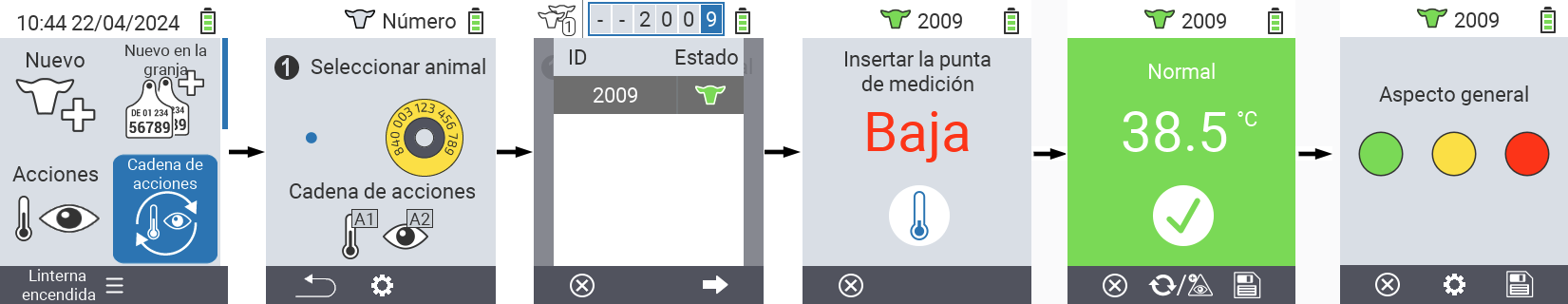 VitalControl: Menú cadena de acciones