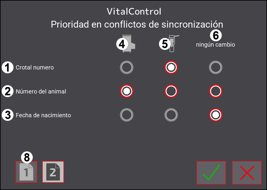 Menú de Configuración VitalControl: Página 2