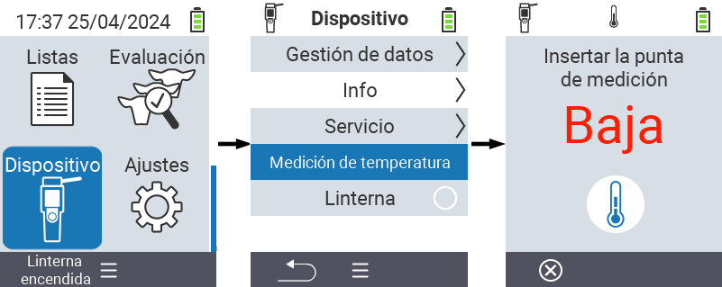 VitalControl: Menú Dispositivo Medición de temperatura