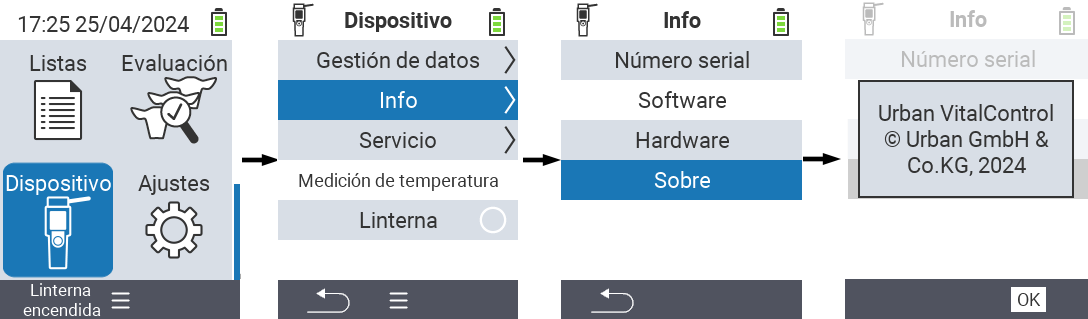 VitalControl: Menú Información del Dispositivo