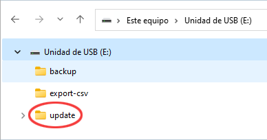 Explorador de Windows: memoria USB con directorio ‘update’