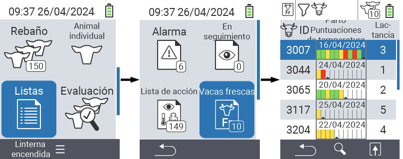 Listas de VitalControl Lista de vacas frescas