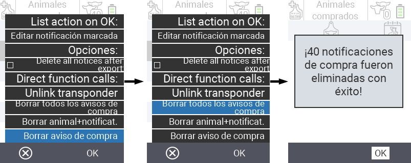 VitalControl: Lista de animales comprados, limpiar avisos de compra