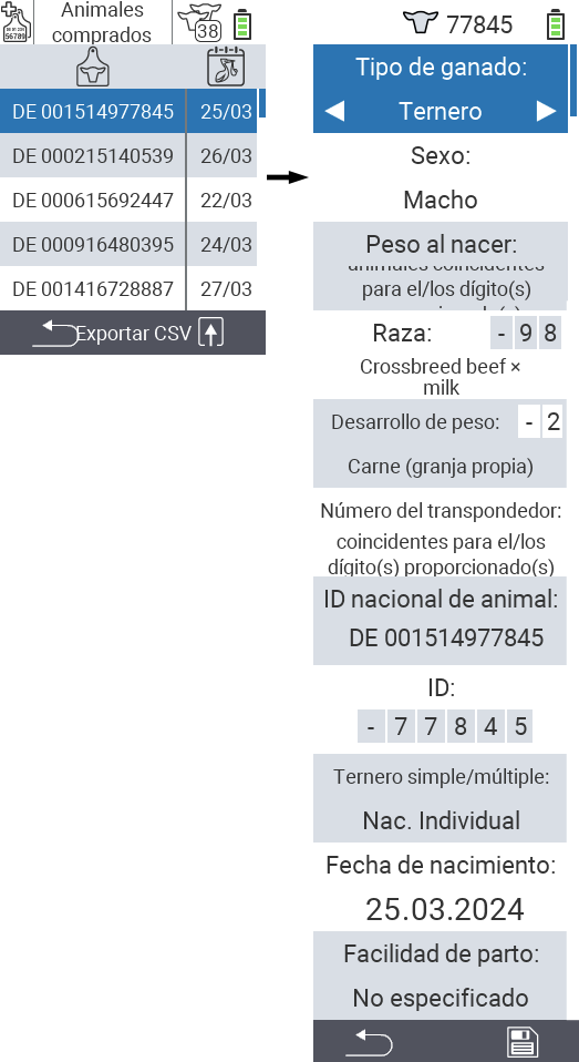VitalControl: Lista de animales comprados, editar datos del animal