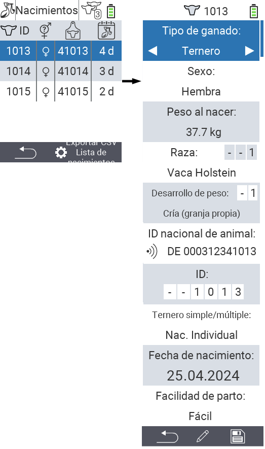 VitalControl: Menú Nuevo en granja Nacimientos
