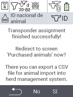 VitalControl: Menú Nuevo en la granja, sin transpondedor