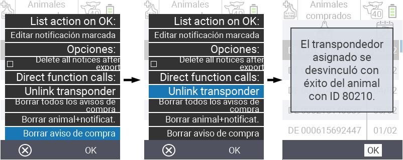 VitalControl: Lista de animales comprados, exportación csv
