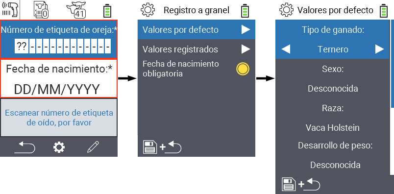 VitalControl: Menú Nuevo Valores por defecto