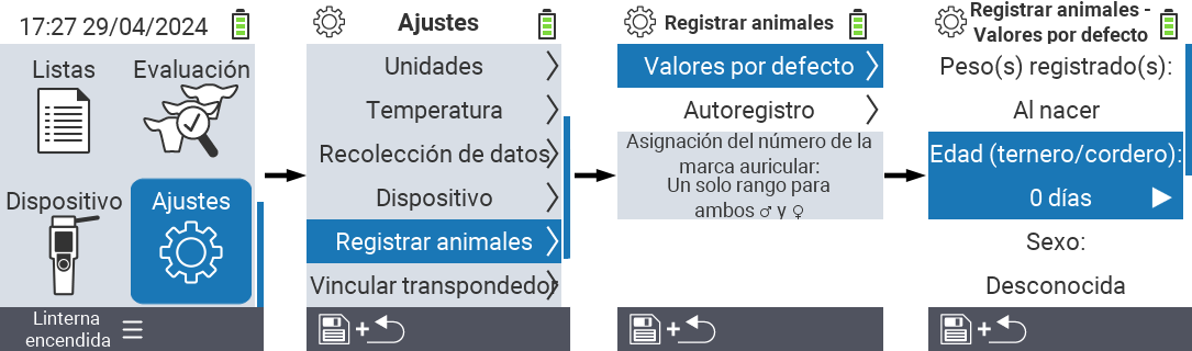 VitalControl: configuración del menú Establecer edad al registro