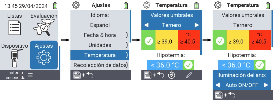 VitalControl: configuraciones del menú foco anal