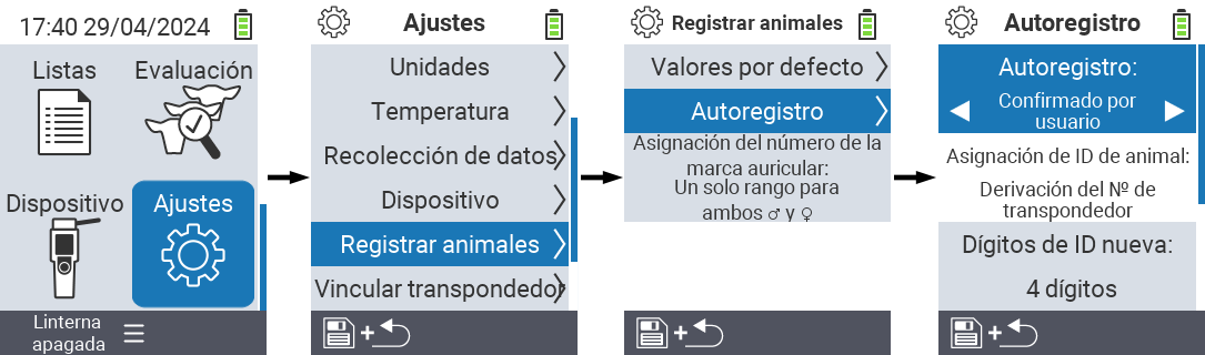 VitalControl: configuración del menú Autoregistro