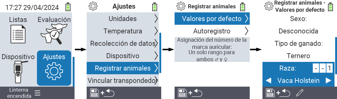 VitalControl: ajustes del menú tipo de animal