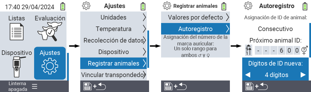 VitalControl: configuración del menú Dígito del nuevo ID