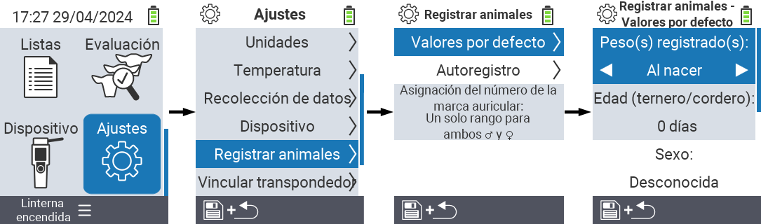 VitalControl: ajustes del menú Configurar peso(s) registrado(s)