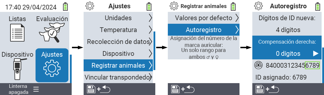 VitalControl: ajustes del menú desplazamiento derecho
