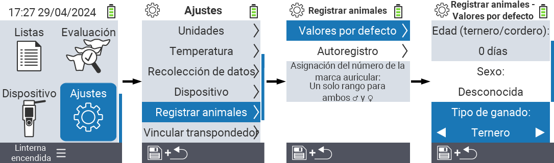 VitalControl: ajustes del menú tipo de animal