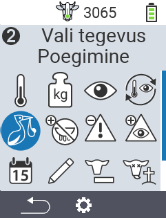 VitalControl: Menüü Tegevused Poegimine