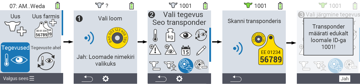VitalControl: Menüü Toiming Lingi transponder
