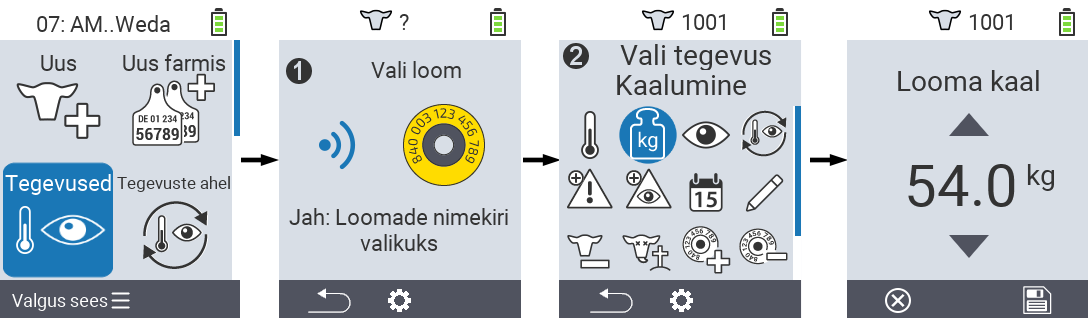 VitalControl: Menüü Tegevus Kaalumine