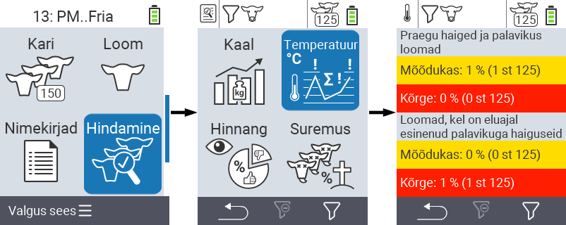VitalControl: menüü Hindamine Hinda temperatuuri