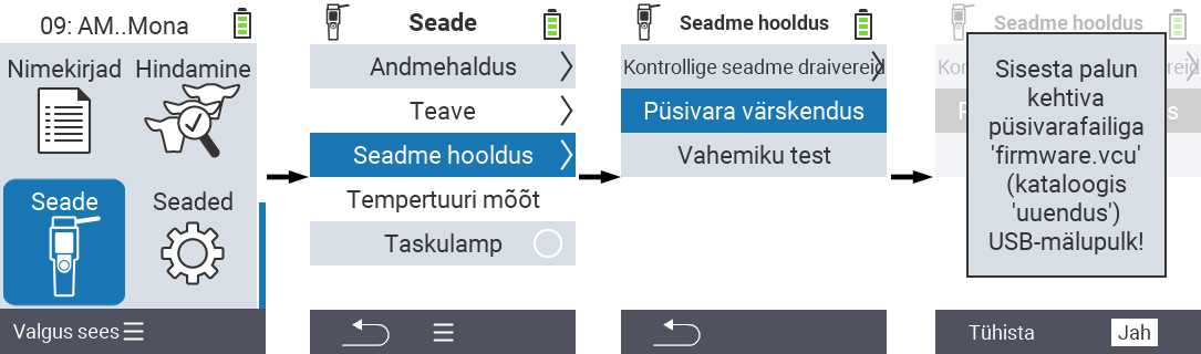 VitalControl: menüü tee tarkvarauuenduseni