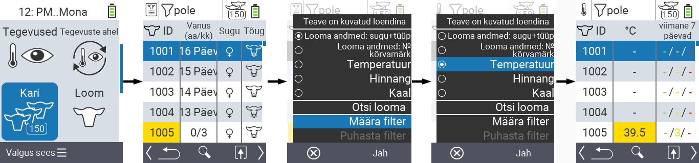 VitalControl: Menüü Karja