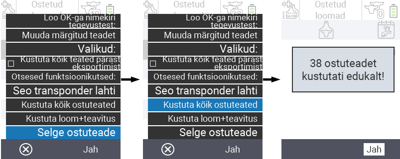 VitalControl: Ostetud loomade nimekiri, tühjenda ostuteated