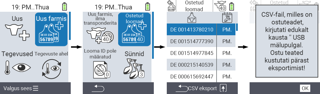 VitalControl: Ostetud loomade nimekiri, csv eksport