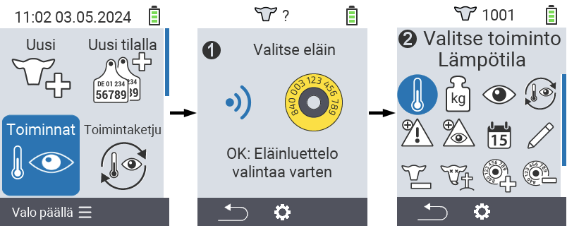 VitalControl: Valikko Toiminnot Alustavat vaiheet