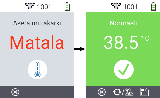 VitalControl: Valikko Toiminnot Tallenna tulokset