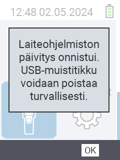 VitalControl: Success message firmware update
