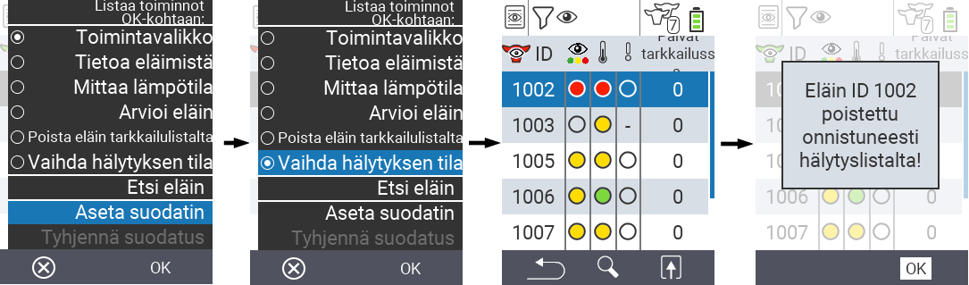 VitalControl Lists Toggle alarm status