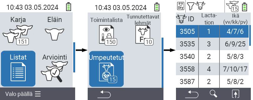 VitalControl Listat Pohjalehmien lista