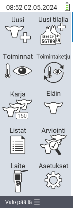 VitalControl Päävalikko