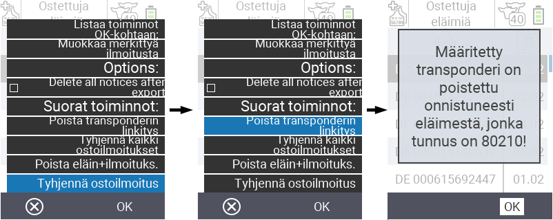 VitalControl: Ostettujen eläinten lista, csv-vienti