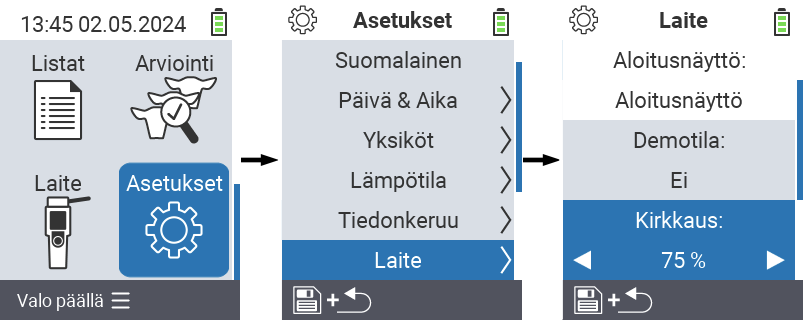 VitalControl: valikkoasetukset Kirkkhaus