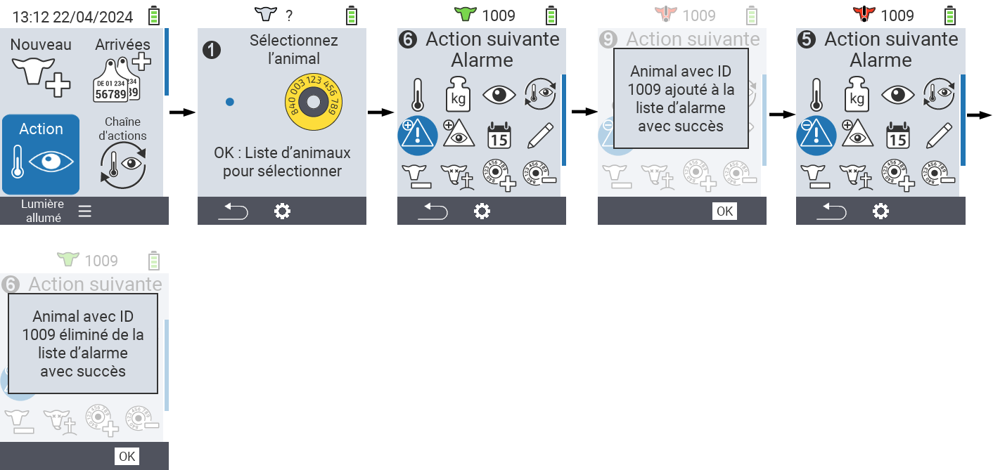 VitalControl: Menu Actions Alarme