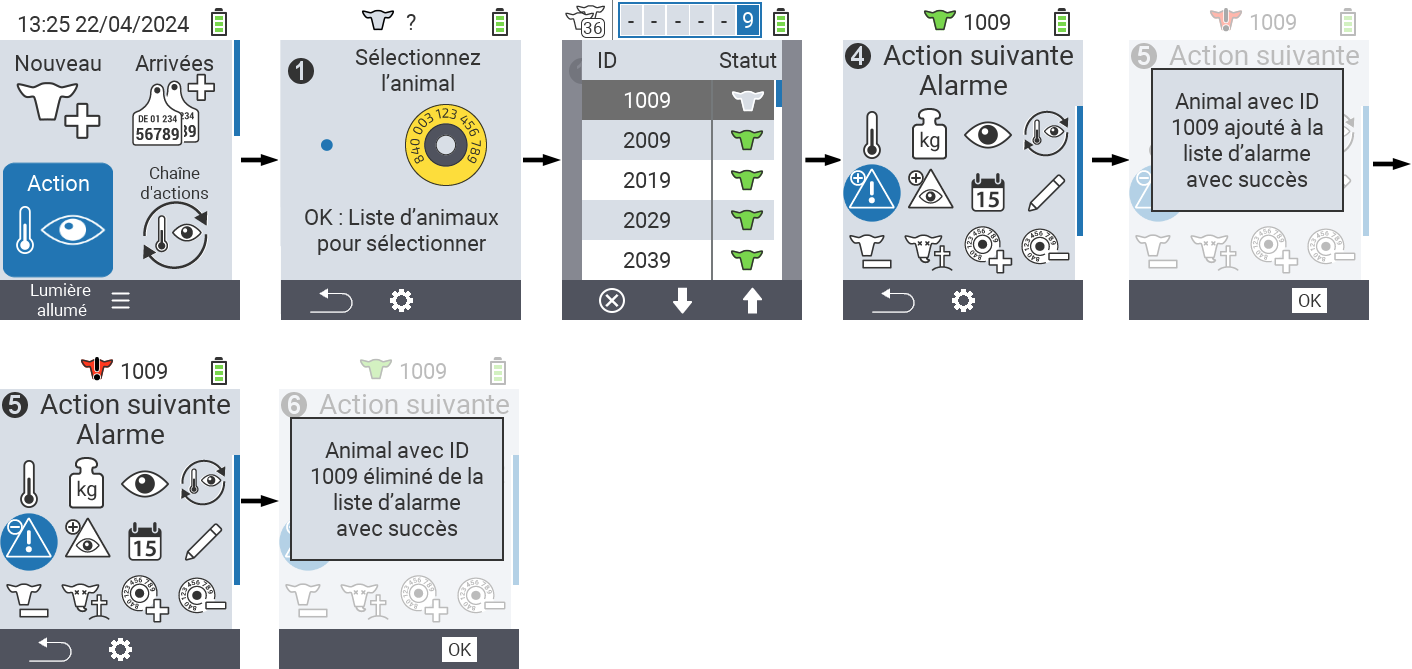 VitalControl: Menu Actions Alarme