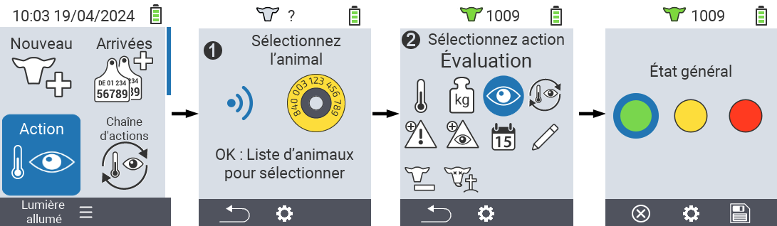 VitalControl: Actions du menu Évaluation