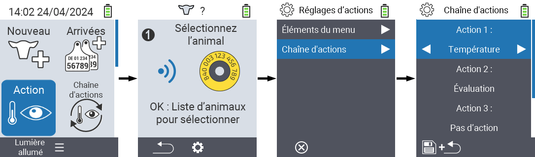 VitalControl : Menu Actions Chaîne d’actions