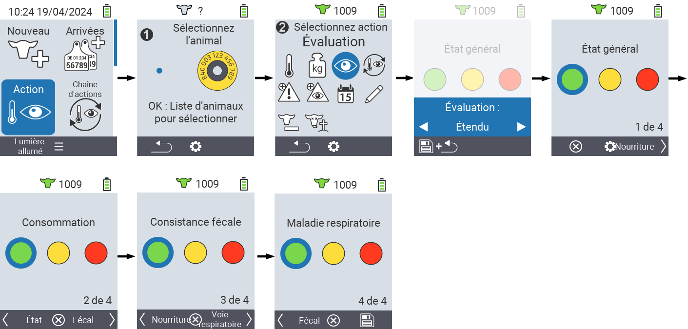 VitalControl: Actions du menu Évaluation